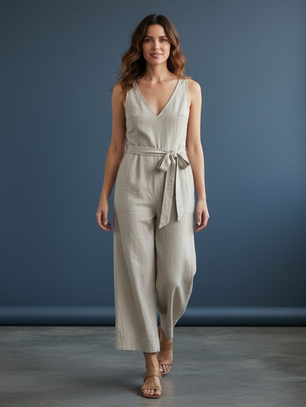 Antonio Melani linen jumpsuit 6 khaki